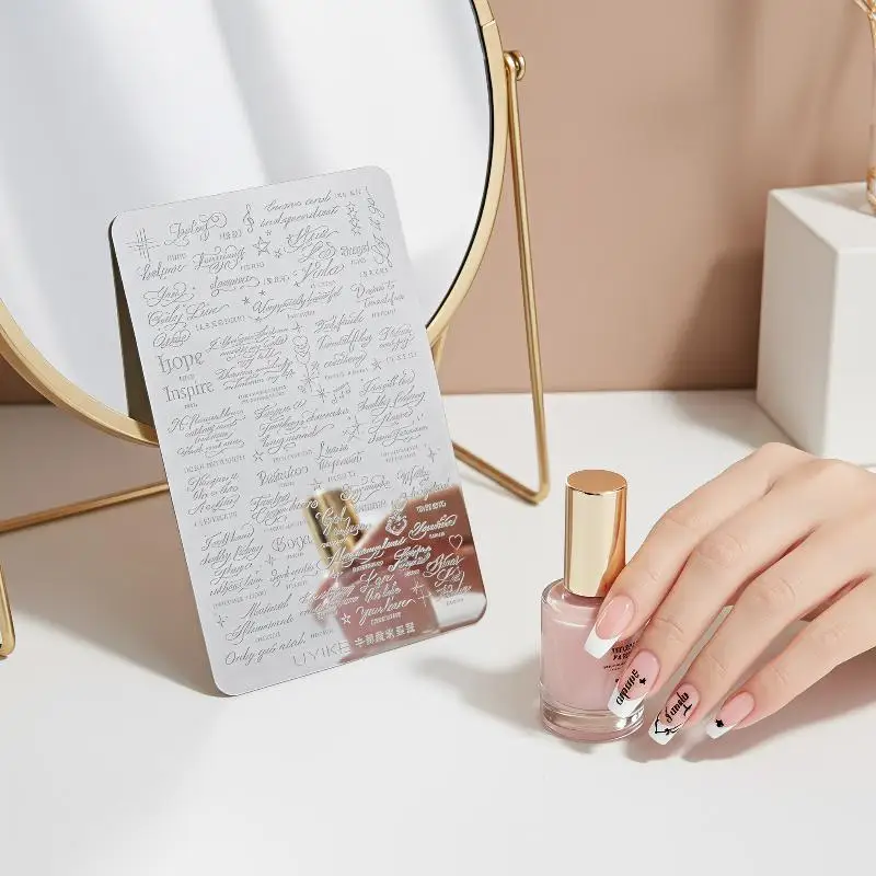 Hochpräzise Nagelstempelplatten mit englischem Alphabet aus Edelstahl, langlebige Maniküre-Werkzeuge für Nagelkunst-Enthusiasten – Detail 14