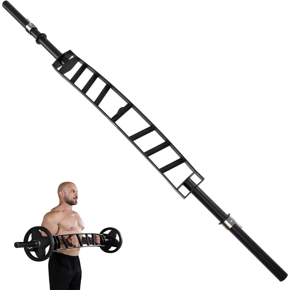 

Multi Grip Barbell, Greater Range of Motion, with 2 Collars, Fits Home Gym & Support Pressing, Lifting & Curls