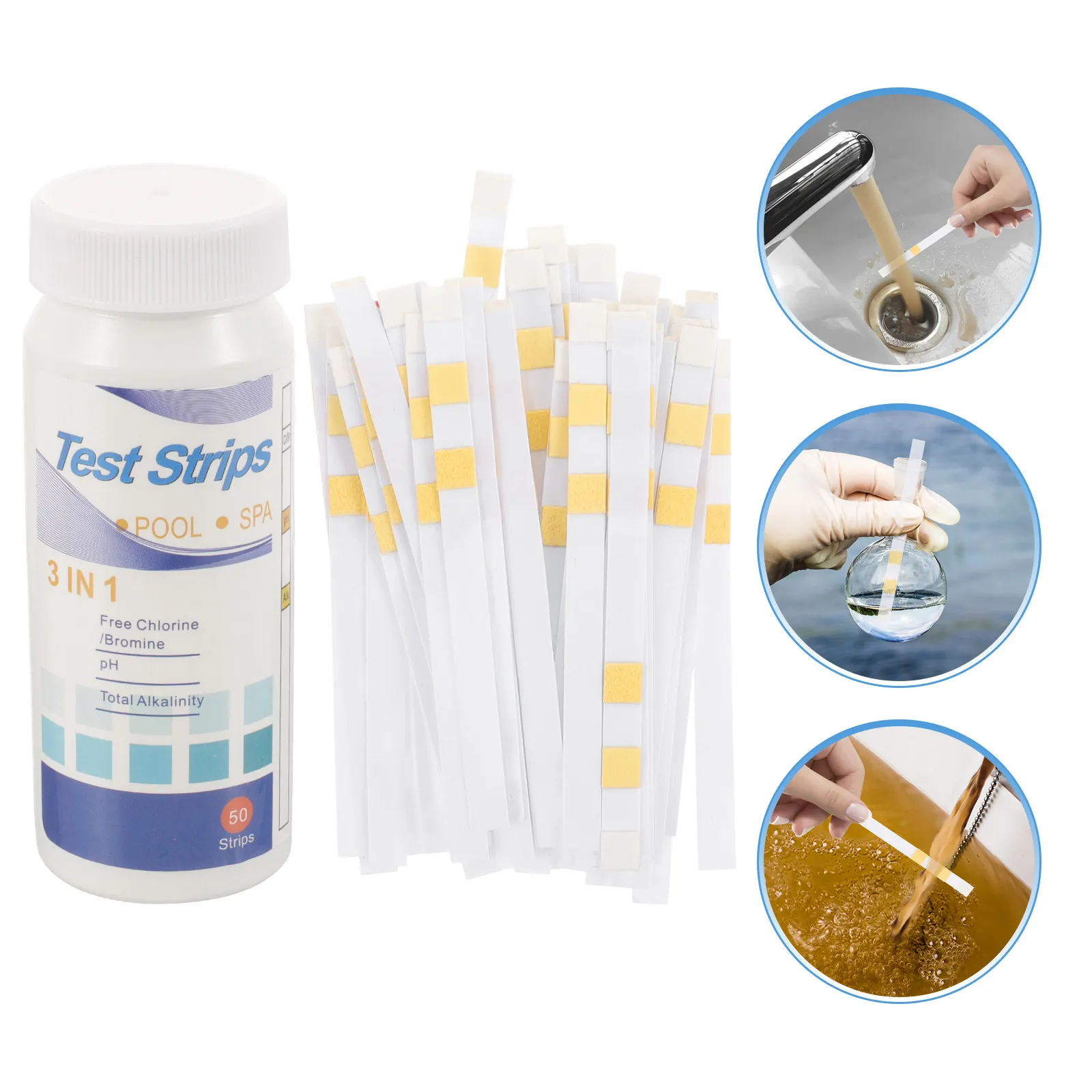 50Pcs Multifunctional Water Quality Test Strips PH Alkalinity Testing Kit for Swimming Pool Tap Hot PH Test Strip