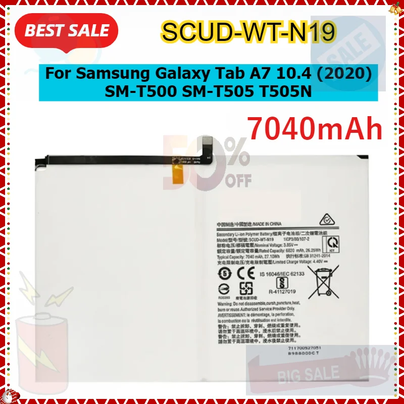 

SCUD-WT-N19 Tablet Battery For Samsung Galaxy Tab A7 10.4 (2020) SM-T500 SM-T505 T505N Capacity Replacement Repair Part