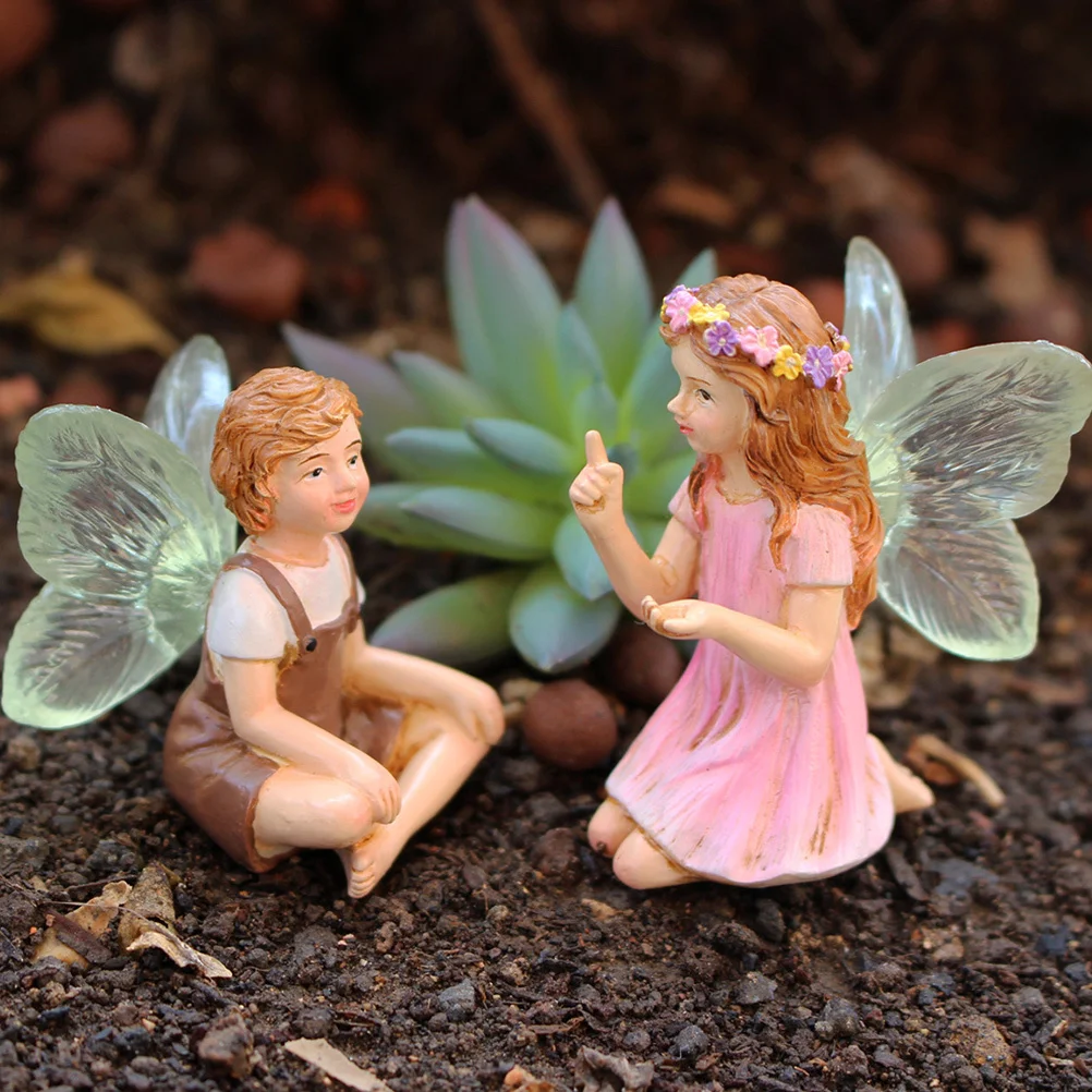 

2Pcs Flower Fairy Statue Small Resin Ornament Mini Fairy Decoration for Garden Desktop Yard Desktop Gift Garden Fairies Model