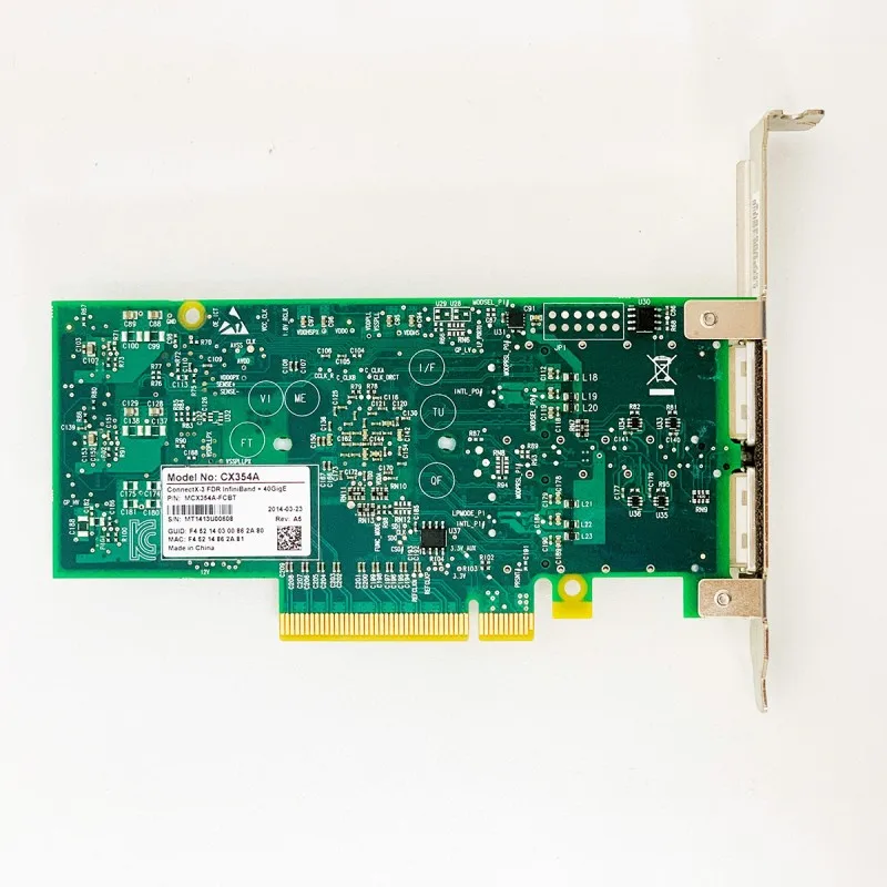 Mellanox MCX354A-FCBT ConnectX-3 VPI 어댑터 카드, 듀얼 FDR 56 Gb/s 또는 40/56GbE QSFP 포트, PCIe 3.0x8 8GT/s MCX354A-F