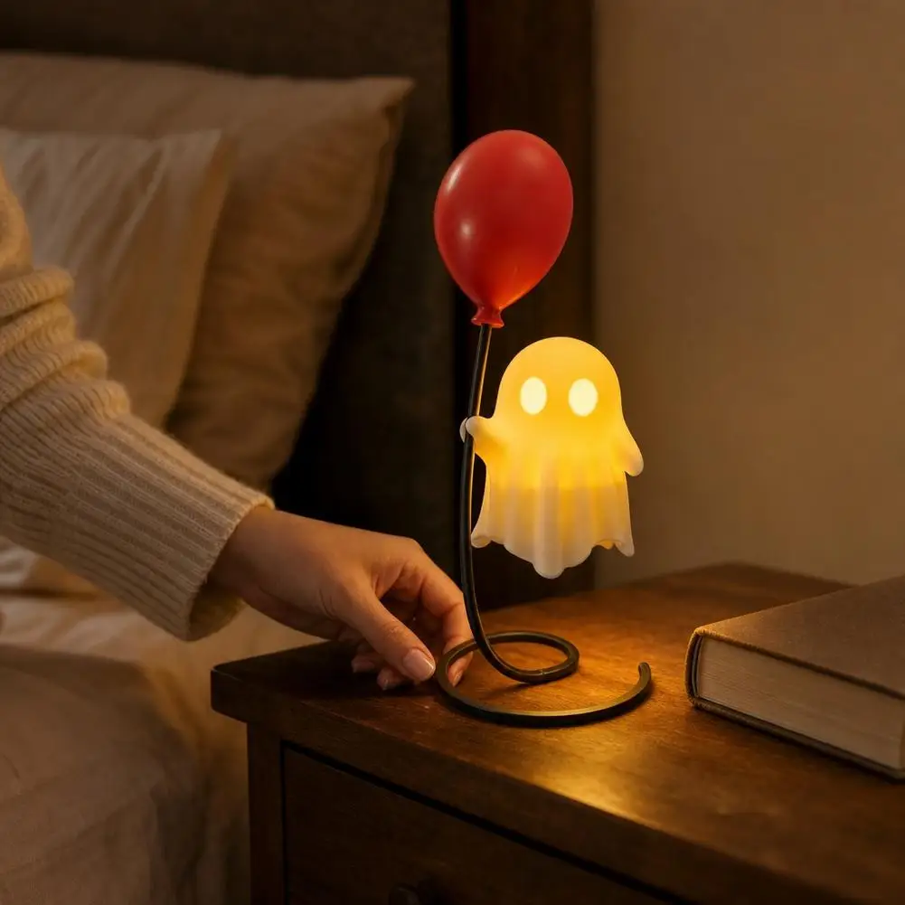 Geister-Nachtlicht, Halloween-LED-Geister-Dekoration mit Ballon-Design, kabellose Mini-Schreibtischlampe, gemütliche Raumdekoration, Geschenk für Kinder. – Detail 5