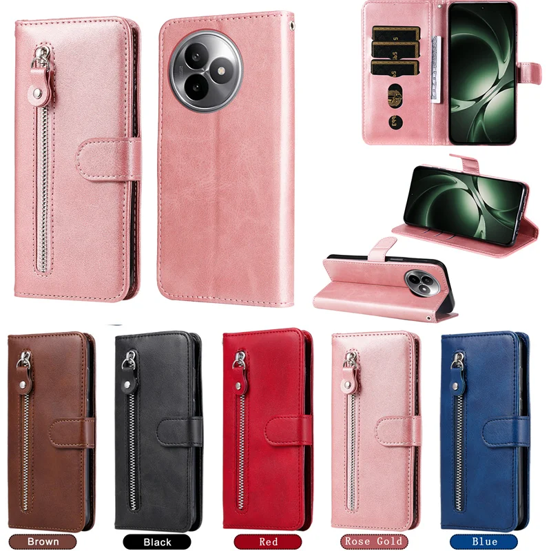 K80/K80 Ultra/K80 Pro Zipper Leather Case for Xiaomi Redmi K80 Ultra Case Wallet Stand Phone Cover for Redmi K80 Fundas Coque