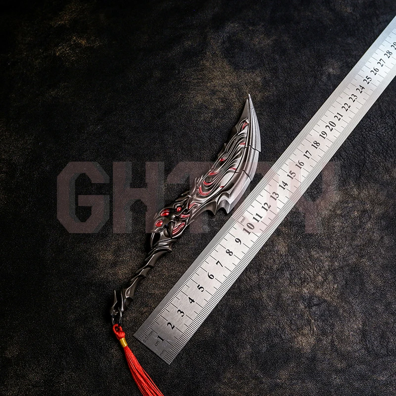 22 cm/8,66 pulgadas Valorant Flood Fury llama cuchillo de una sola mano juego periférico katana cuchillo artesanías de Metal adornos arma modelo niño juguete