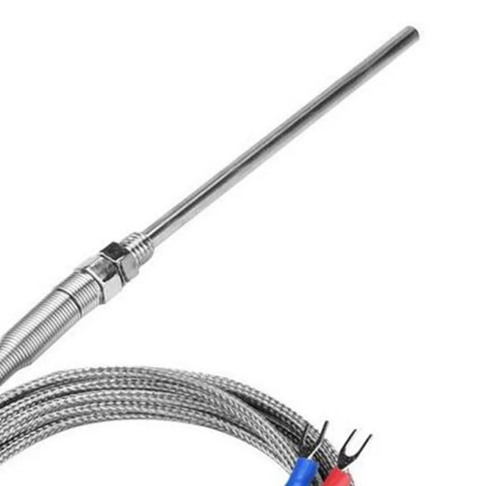 K Type Thermocouple with M8 Screw Thread 5x100mm Probe and 2 Meter Cable for Temperature Measurement Industrial Use Silver
