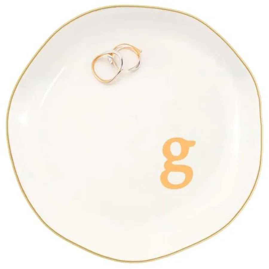 

Ceramic Jewelry Dish with Personalized Monogram, White Decorative Ring Trinket Tray, Engagement Wedding Gift for Women Mom Frie