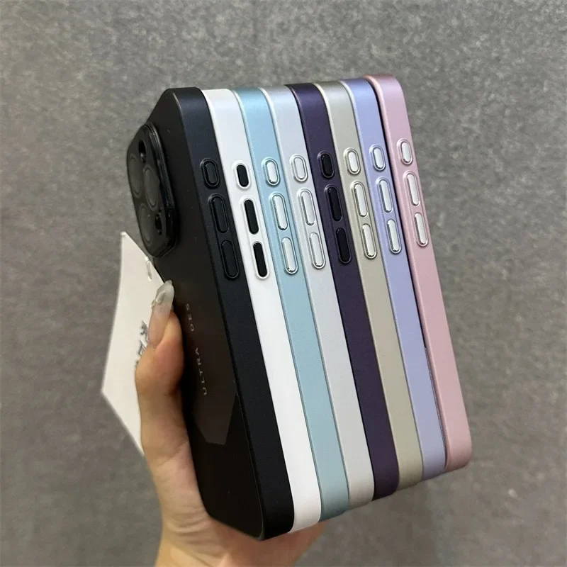 Luxury Splicing Leather Phone Case for iPhone 16 15 14 13 12 Pro Max Crystal Lens Protection Shockproof Hard Back Cover