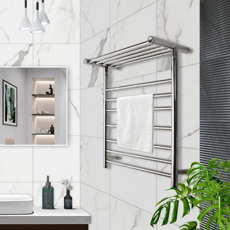 

Modern Bathroom Hardware Sets Towel Warmer Hard Wire 120V Chrome Heating Drying Rack