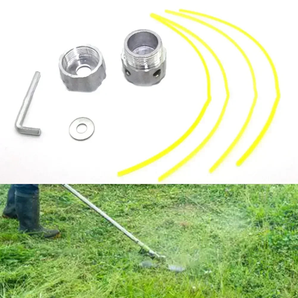 Universal Aluminum Grass Trimmer Head With 4 Lines Brush Cutter Head Thread Nylon Grass Cutting Line Head For Lawn Mower Silver