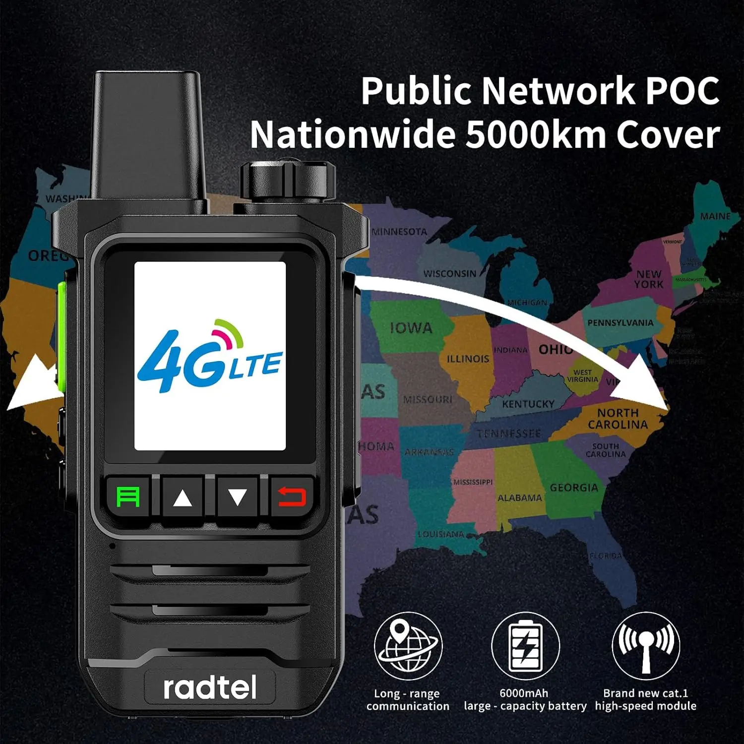 Radtel P6 Poc 무전기 무제한 거리 통신, 5000마일 위의 고도에서 사용 가능한 전국 공중망 핸드헬드 2웨이 무전기 (물류업자용)
