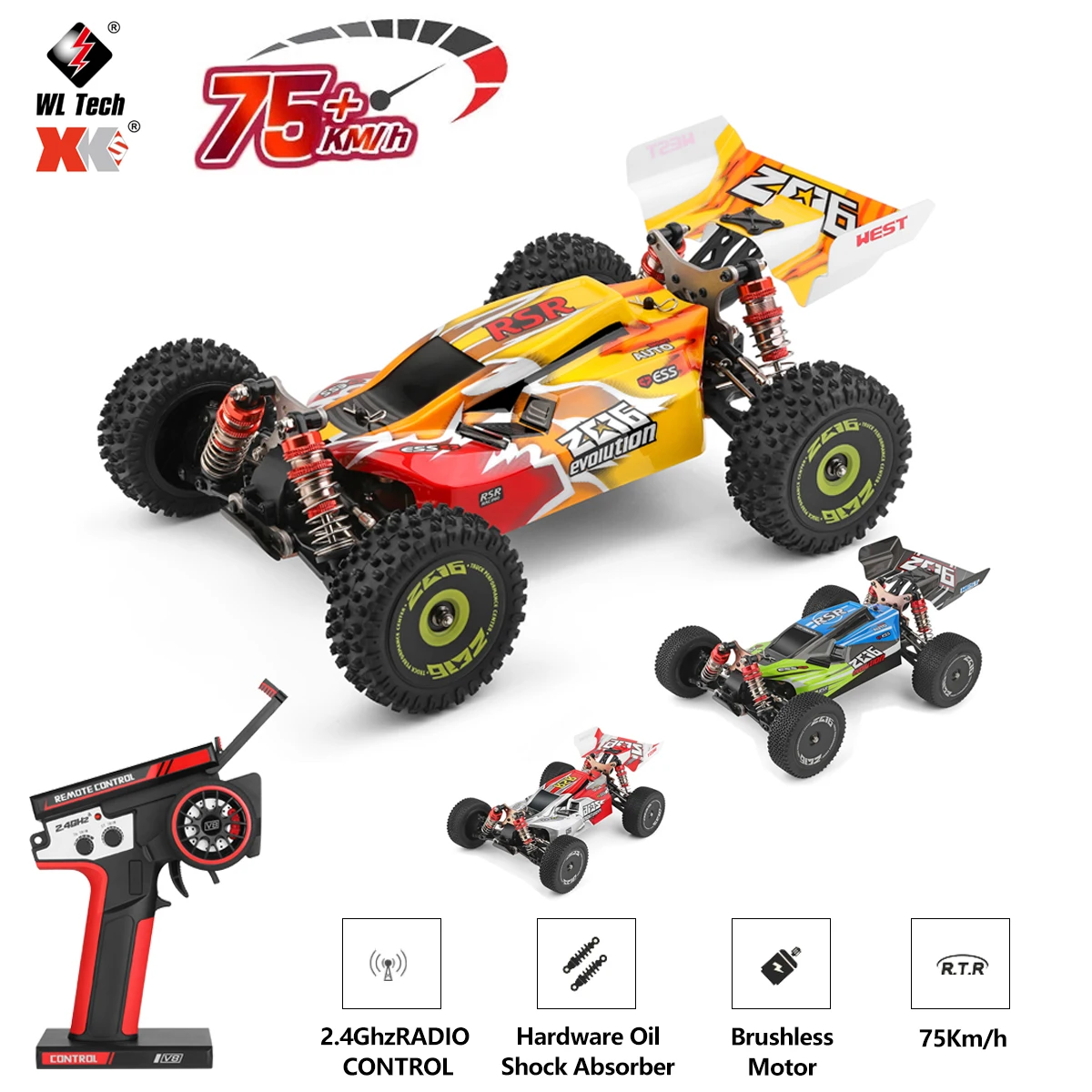 WLtoys 1/14 144010 144001 RC Car High Speed Racing Vehicle 4WD Off-Road 2.4G Remote Control Drifting Crawler Toys for Children