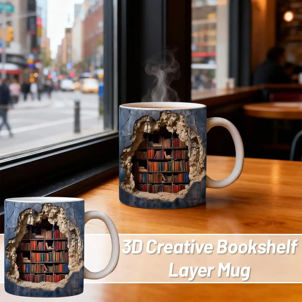 السيراميك ثلاثية الأبعاد مكتبة كتاب القدح الرف القدح الفضاء الإبداعي متعددة الأغراض دراسة تصميم كوب عيد ميلاد القدح كوب الحليب الأصدقاء القهوة Gi A1K4 #6