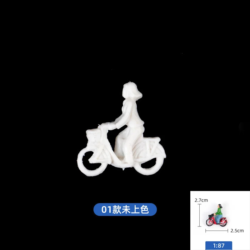 Simulierte Mini-Fahrradfahrer-Figuren Modell HO Maßstab 1:87 Radfahrer-Modelle für Mikro-Landschaftsgestaltung Diorama 6 Stück – Detail 5