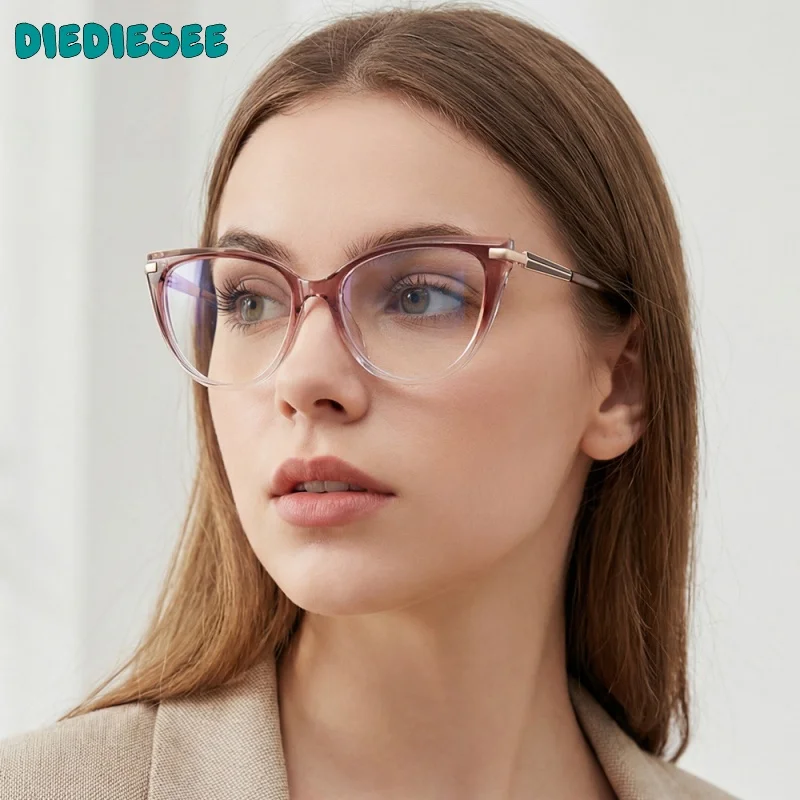 

DIEDIESEE Новые женские очки-«кошачий глаз» TR, высококачественная оправа с защитой от синего света, модные плоские очки, модель 83003