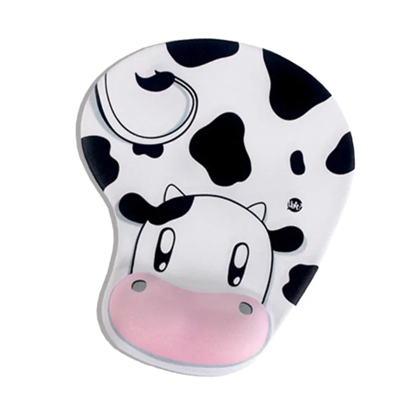 Cute Cow Silicone Mouse Pad Mat With Gel Wrist Support For Laptop Accessories For Macbook Memory Foam Comfort Pad Anti-Slip