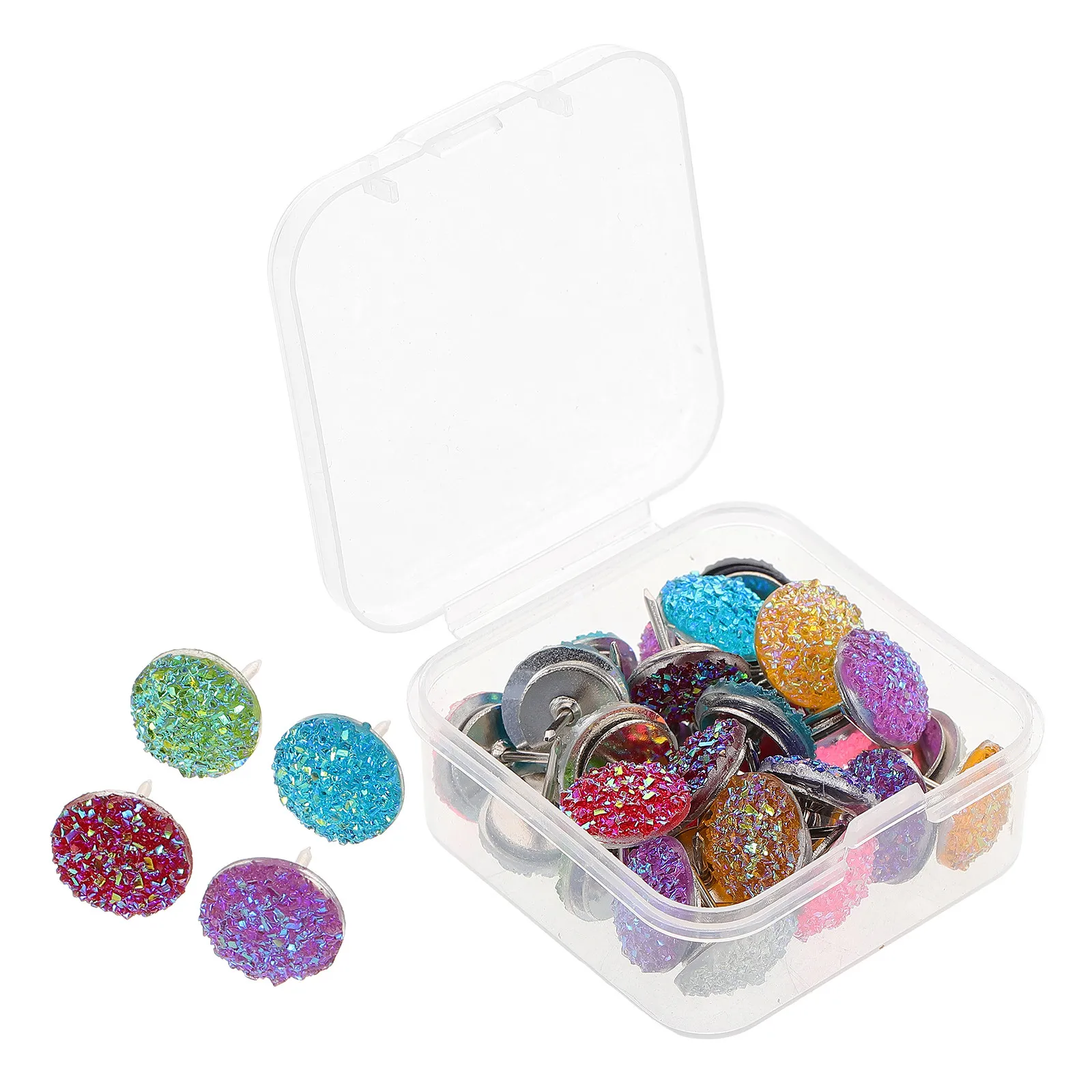 30Pcs Bling Flat Head Thumbtacks Decorative Push Pins for Cork Board DIY Crafts Kids Projects Office File Pins Cute Fun Small