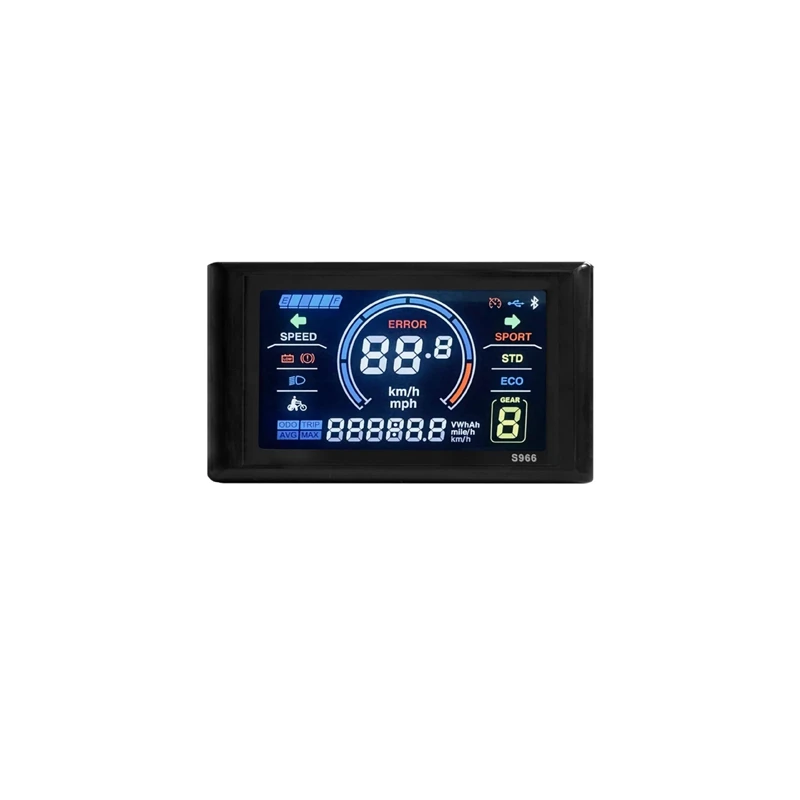 

Electric Bike Display 24V-72V Waterproof LCD Display S966 Electric Bike Controller Panel Dashboard,SM Connector Durable