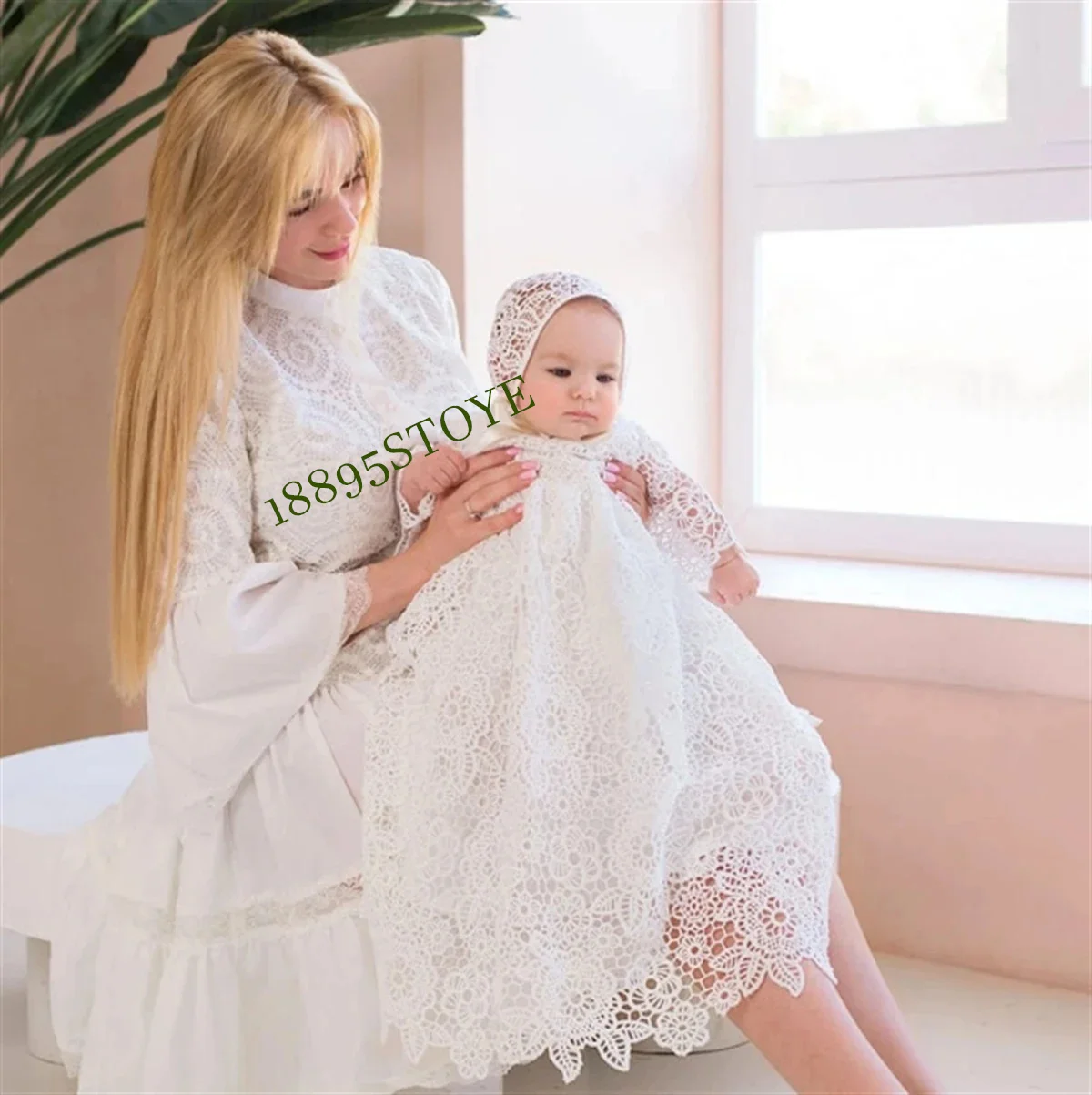 Vestido de bautismo blanco para niña, vestidos de flores para niña, traje de encaje de manga larga, vestidos de bautizo para niño pequeño, vestido de bendición