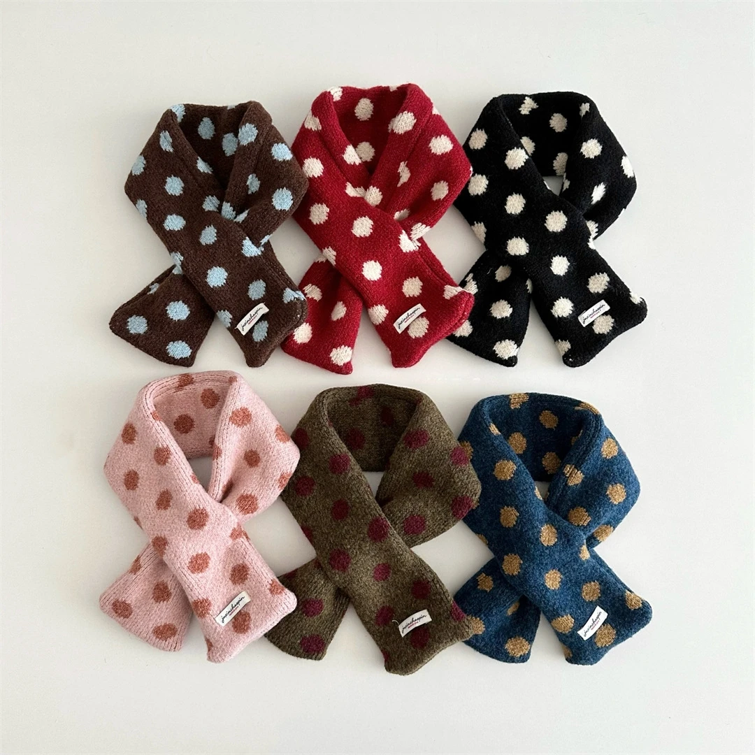 Kinder-Halstuch mit Niedlichen Punkten, Winter-Schal für Kleinkinder, 8 Farben, Warmer Winter-Schal für Kinder, Mädchen-Accessoires, Kinderschal – Detail 4