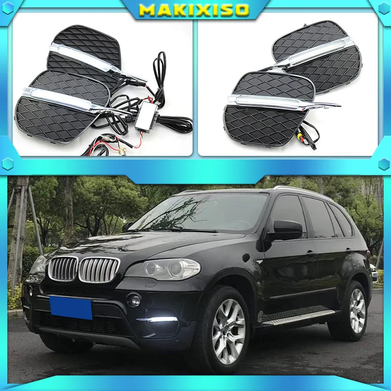 Car 2PCs/set LED DRL Daylight For BMW X5 E70 2011 2012 2013 Daytime Running Lights Daylight Car LED Fog head Lamp cove