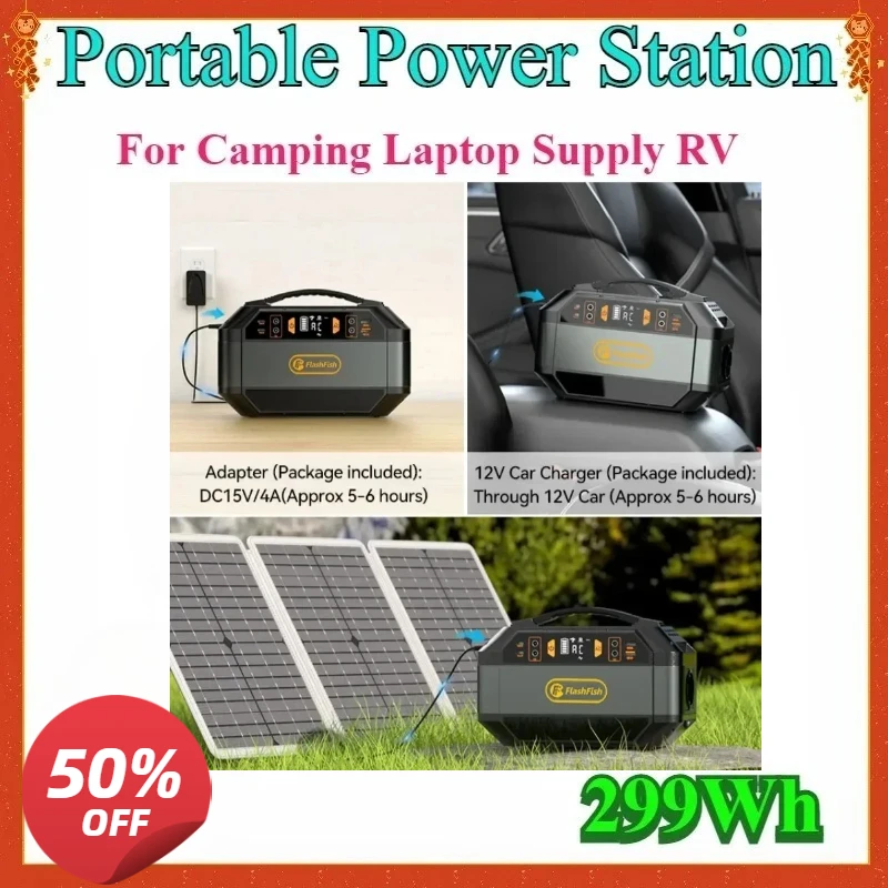 

For Camping Laptop Supply RV 80850mAh Portable Power Station 299WH Emergency Solar Generator Battery Pack Power Bank Outdoor