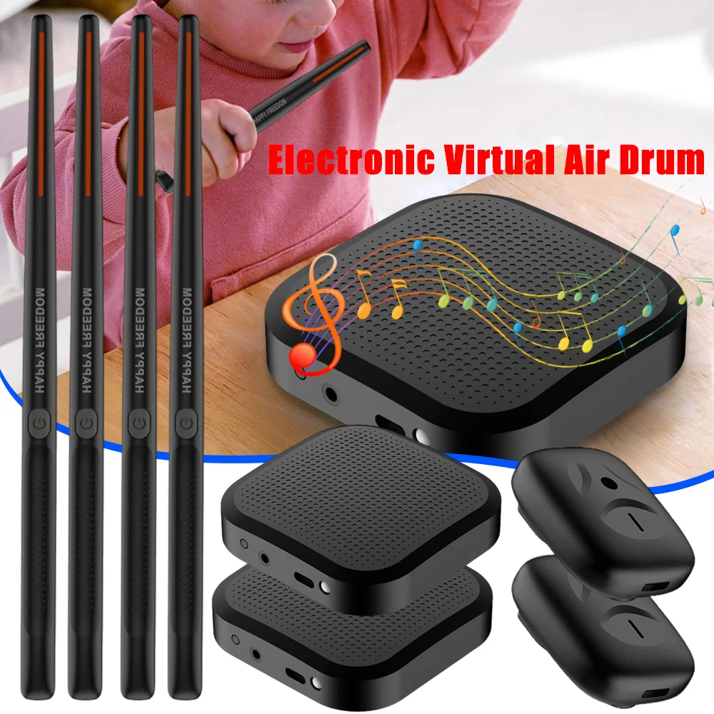 

Electric Air Drumsticks Portable Air Drum with Drumsticks Electronic Virtual Air Drum Drumsticks Pedals Gift for Adults Kids