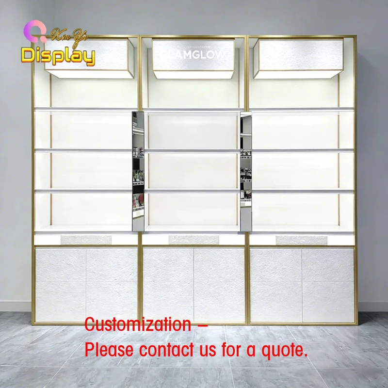 

custom.Custom High Quality Modern Stainless Steel LED Lighting Luxury Fragrance Retail Display Malls Perfume Sh
