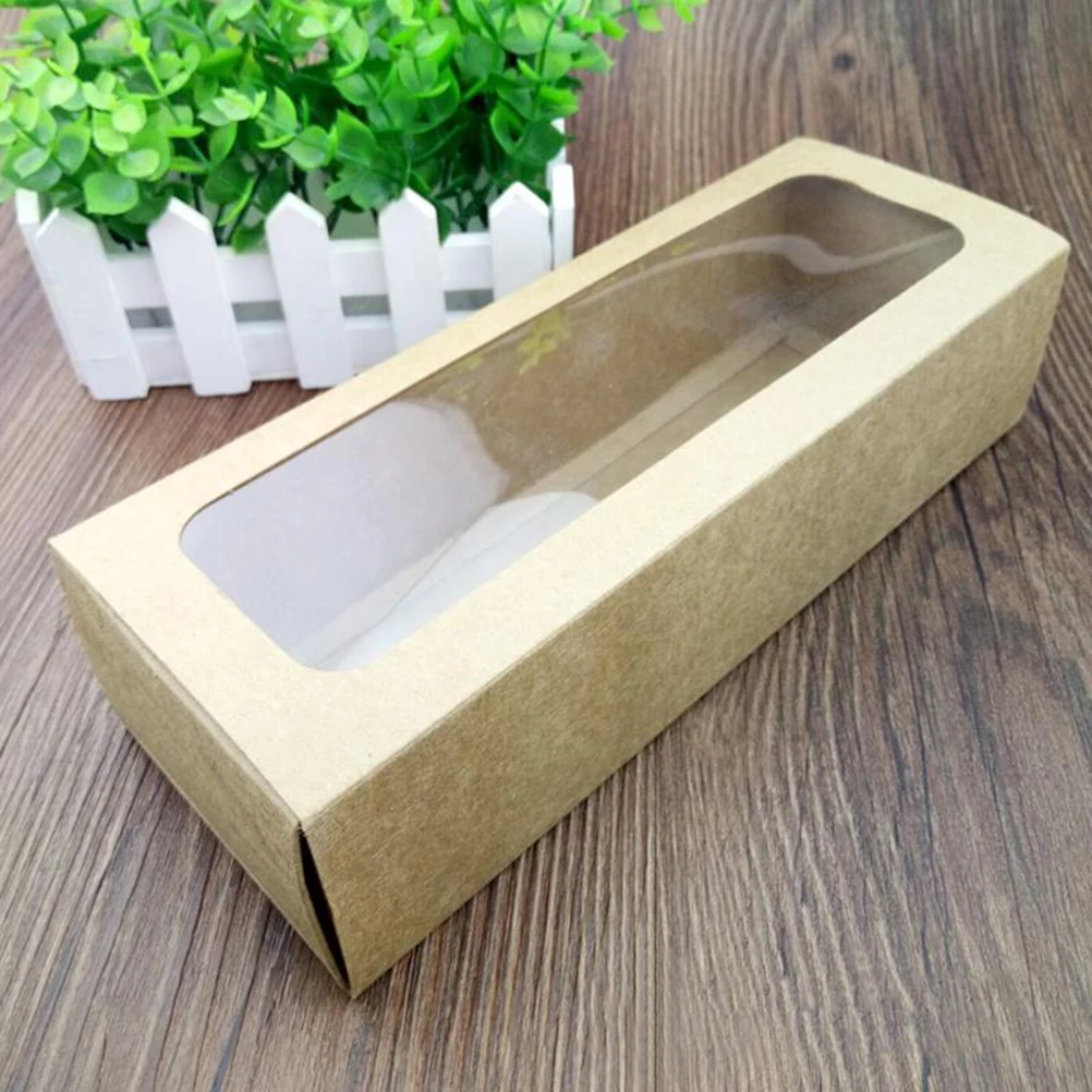 

10PCS Baking Clear PVC Rectangle Packaging Cookie Box EcoFriendly Food Safe Dessert Long Cookie Box Containers