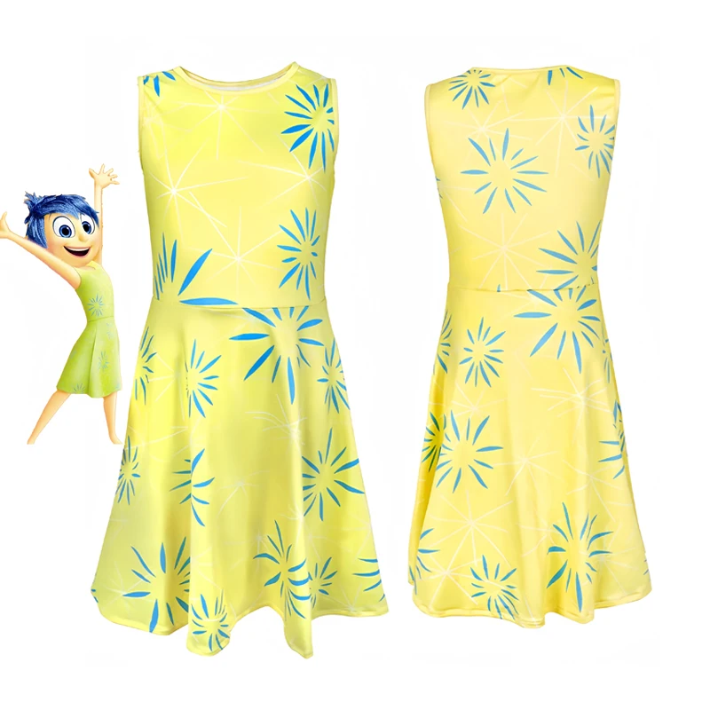 Halloween Girls Cosplay Party Animation Movie Inside Costumes Summer Carnival Masquerade Girls Mood Joy Disgust Dress