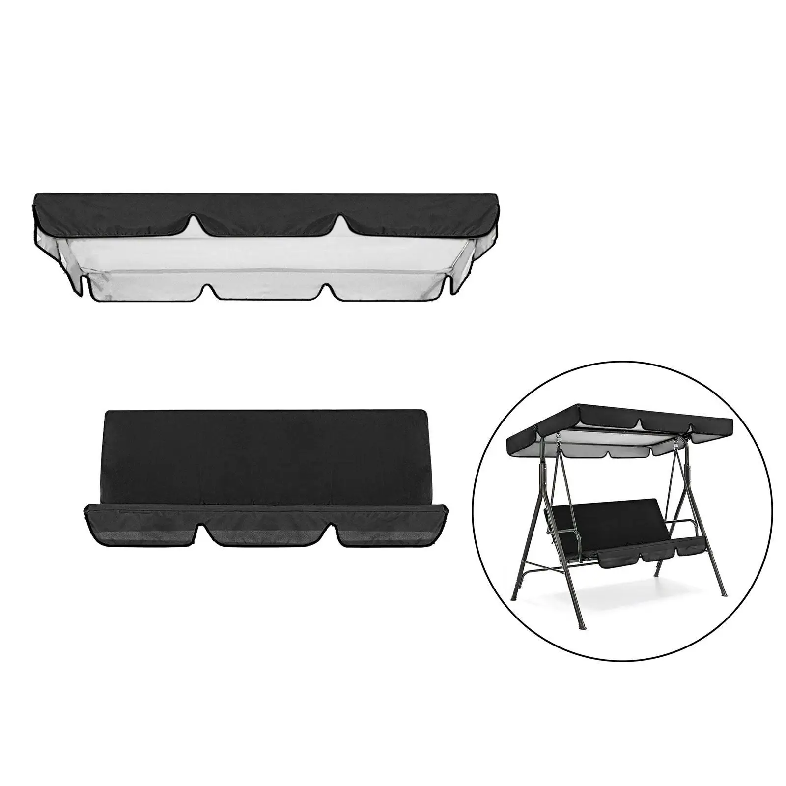 

Patio Swing Cover Waterproof Removable Set for Yard Bench with Canopy Fits 3 Seater Garden Furniture