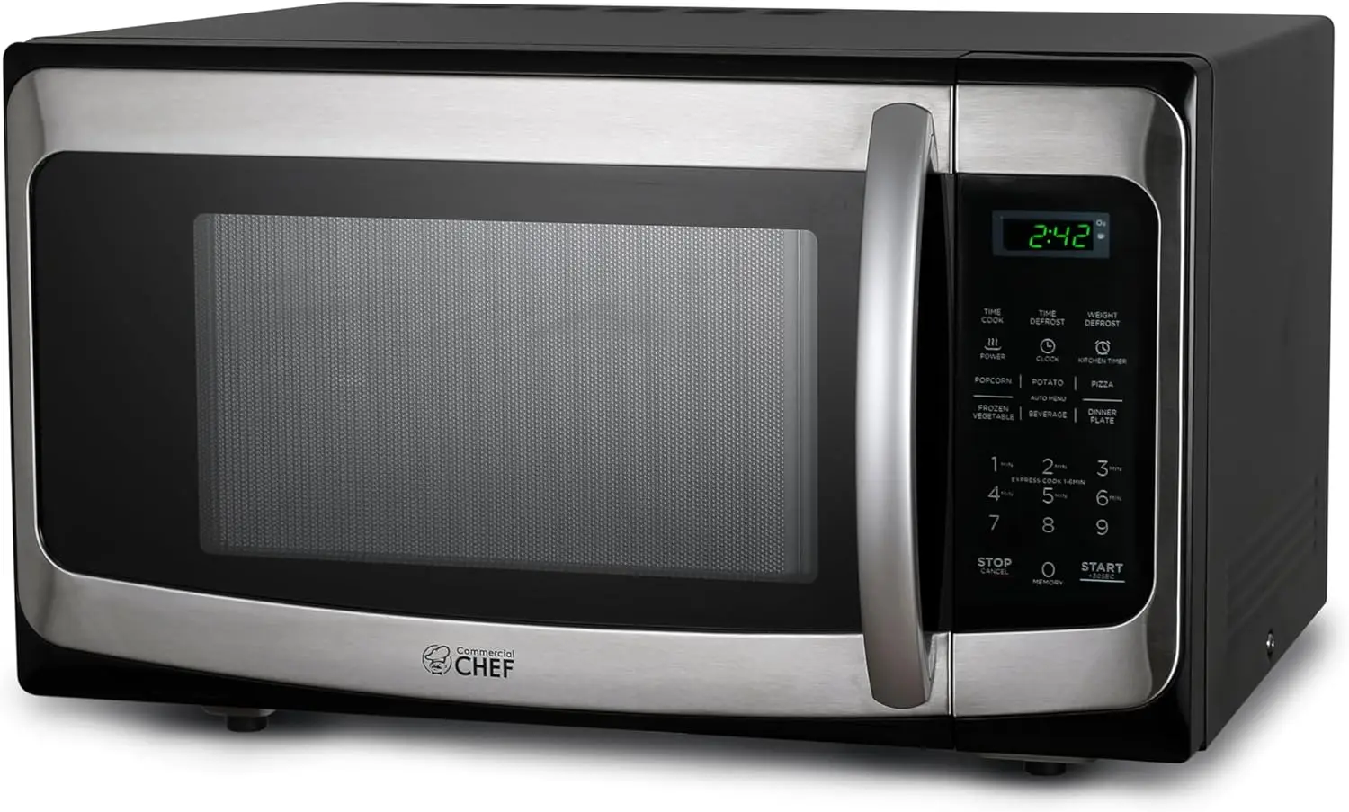 

CHEF 1.1 Cu Ft Microwave with 10 Power Levels, Microwave 1000W with Push Button Door Lock, Countertop Microwave with