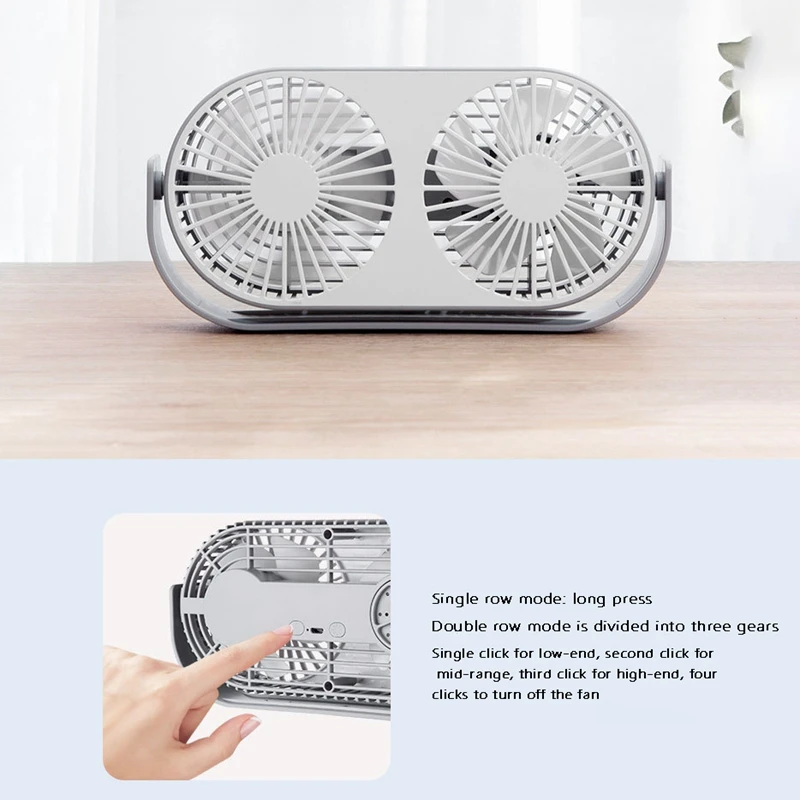 360Degree Rotating USB Fan, with 3-Speed Adjustable Wind Speed Desktop 2-Blade Fan,Suitable for Indoor or Outdoor