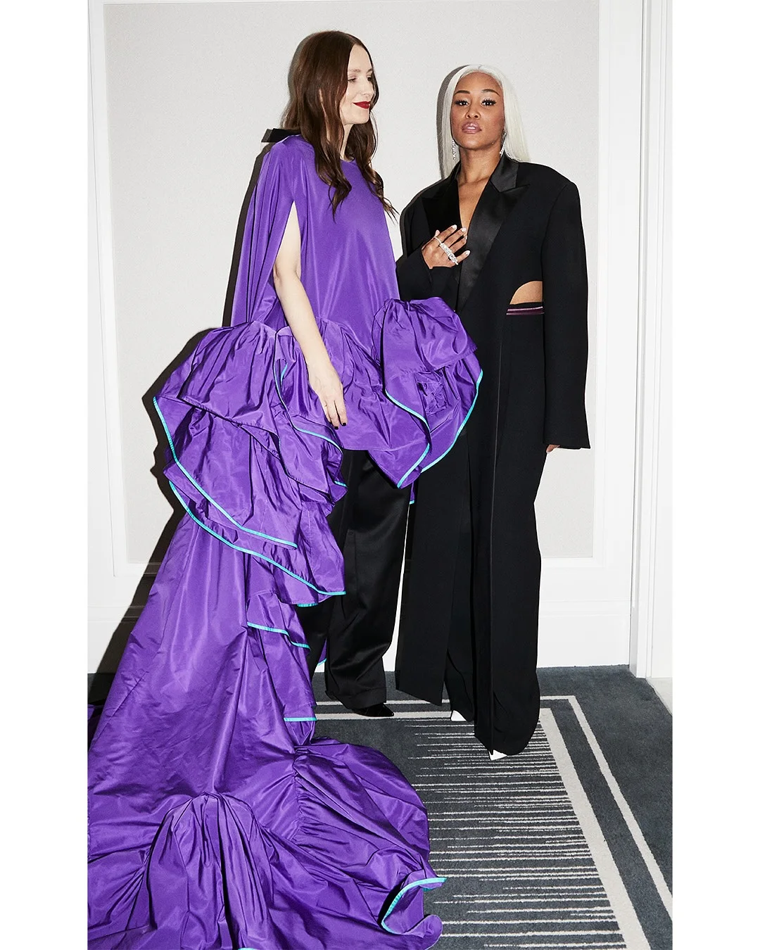 Couture Violet Taffeta Asymmetrical Formal Dresses With Ruffles Trimmed Details Loose Women Dress Long Robe Maxi Gowns