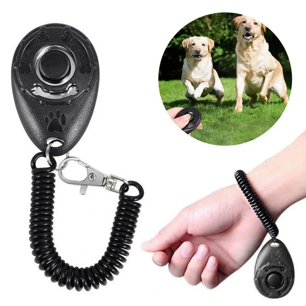 Pet Trainer Dog Training Clicker Pet Cat Plastic New Dogs Click Trainer Aid Adjustable Wrist Strap Sound Key Chain Dog Clicker