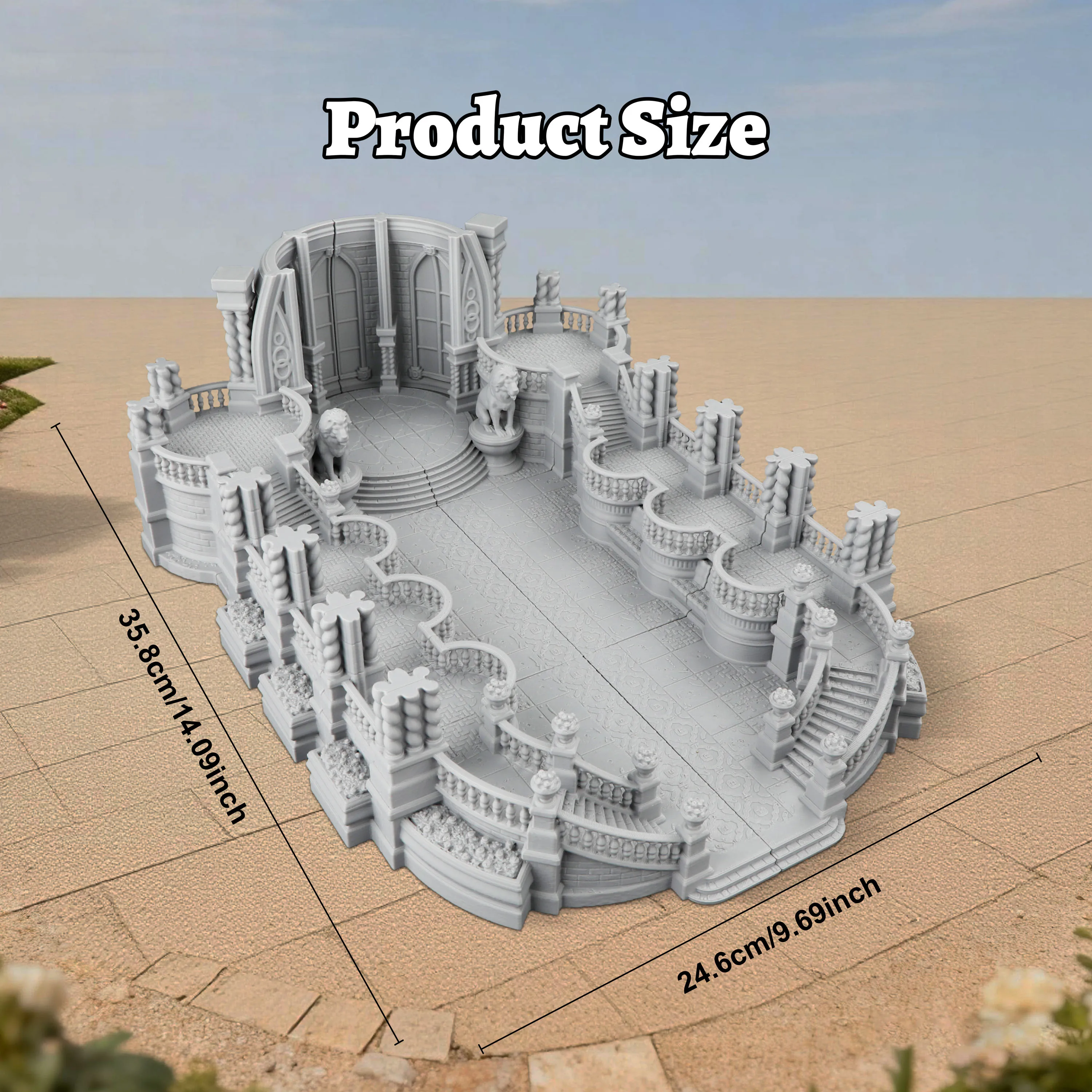 RPG Extravagant Ballroom Miniature Terrain Set, Fantasy Royal Castle Ballroom Display Scenery Model for Tabletop Game