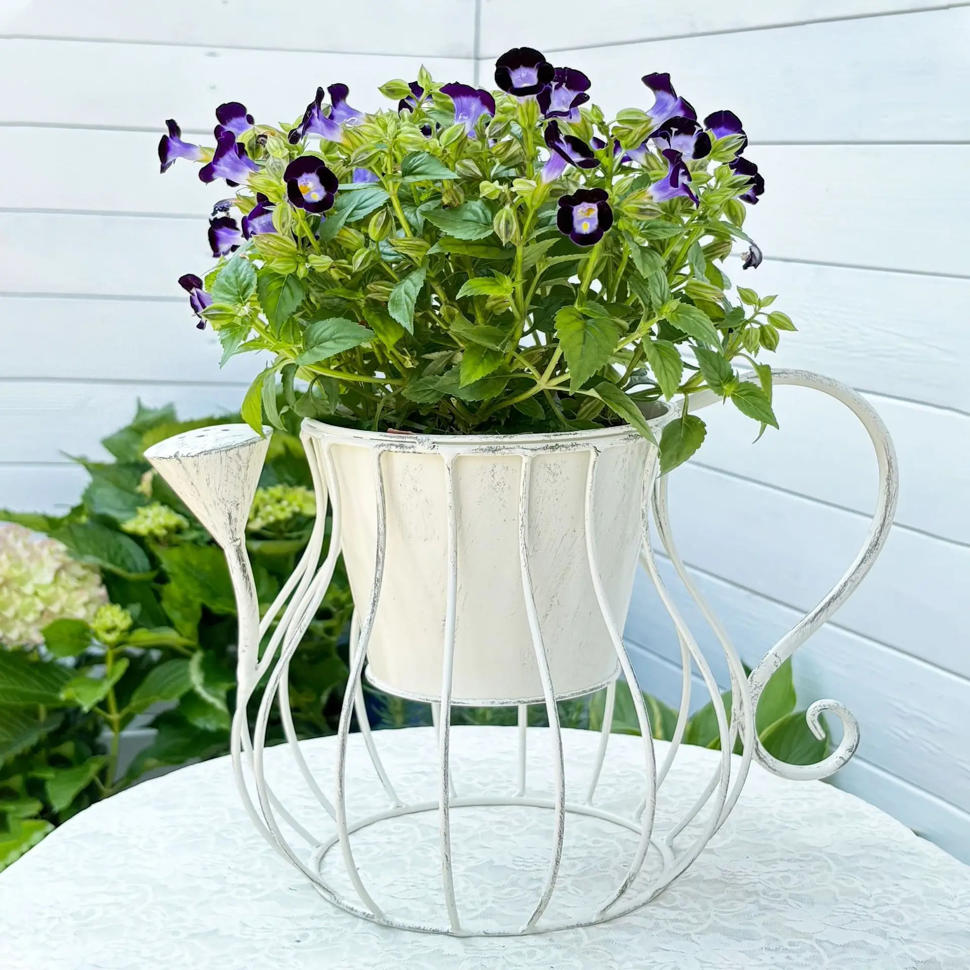 ZML wrought iron bar water bottle flower pot wall hanging pot garden balcony decorative flower