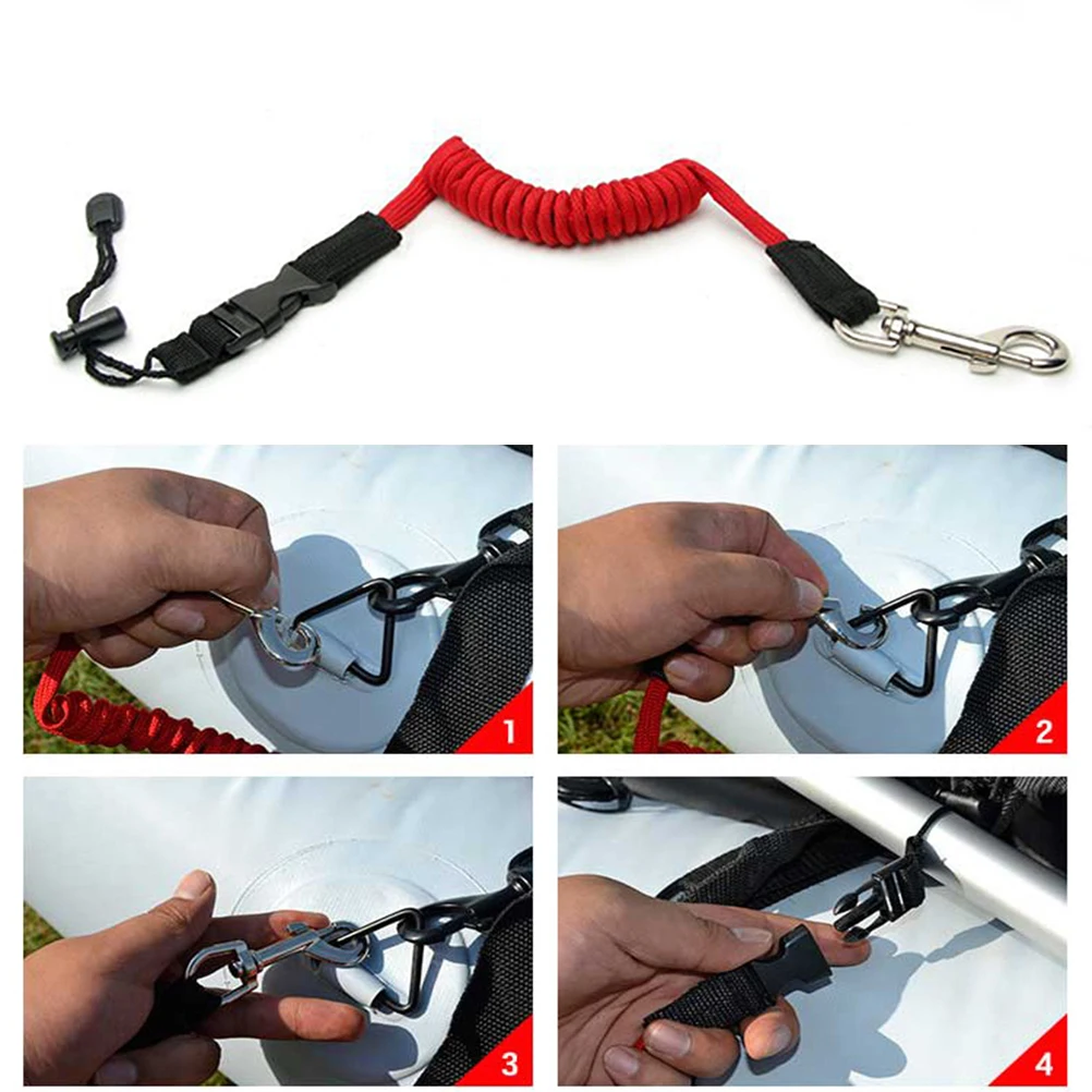 

Elastic Kayak Canoe Leash Safety Boat Fishing Rod Coiled Cord Nylon TPU Zinc Alloy Lightweight Quick Release