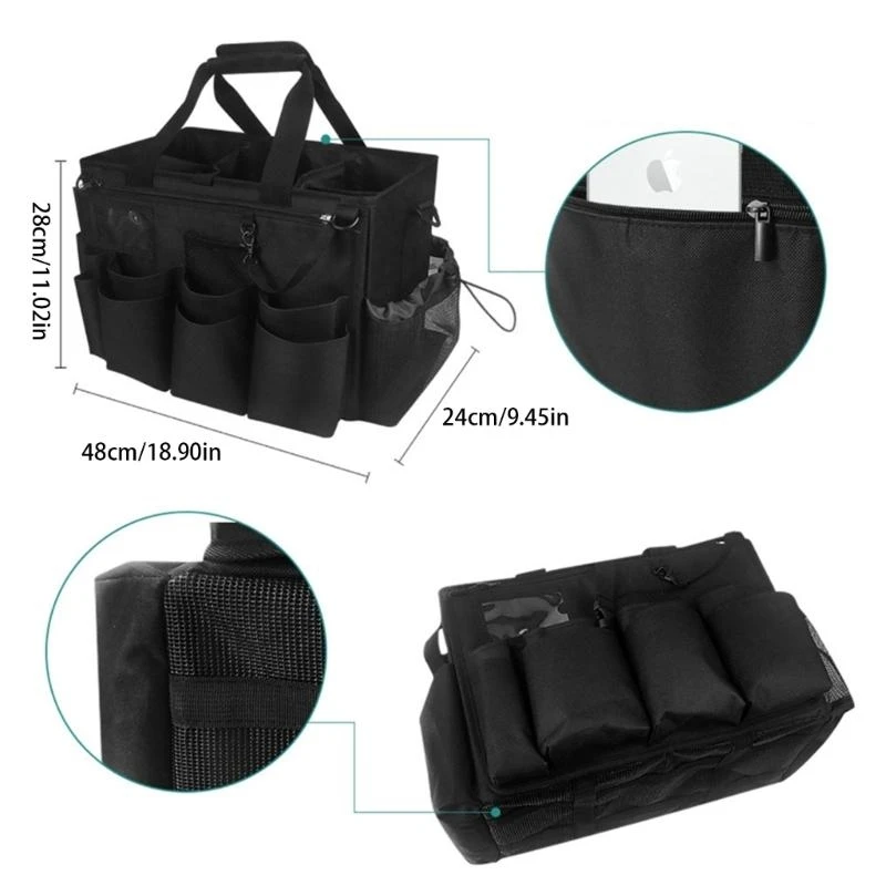 J0MC Cleaning Supply Storage Utility Organizers With Compartments, Detailing Bag Adjustable Shoulder Strap For Home Auto Care