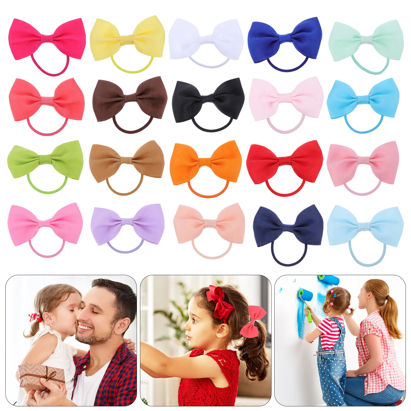 

20Pcs Butterfly Knot Hair Rings Colorful DIY Bowknot Decor for Kids Christmas Hair Rope Stylish Ponytail Holders
