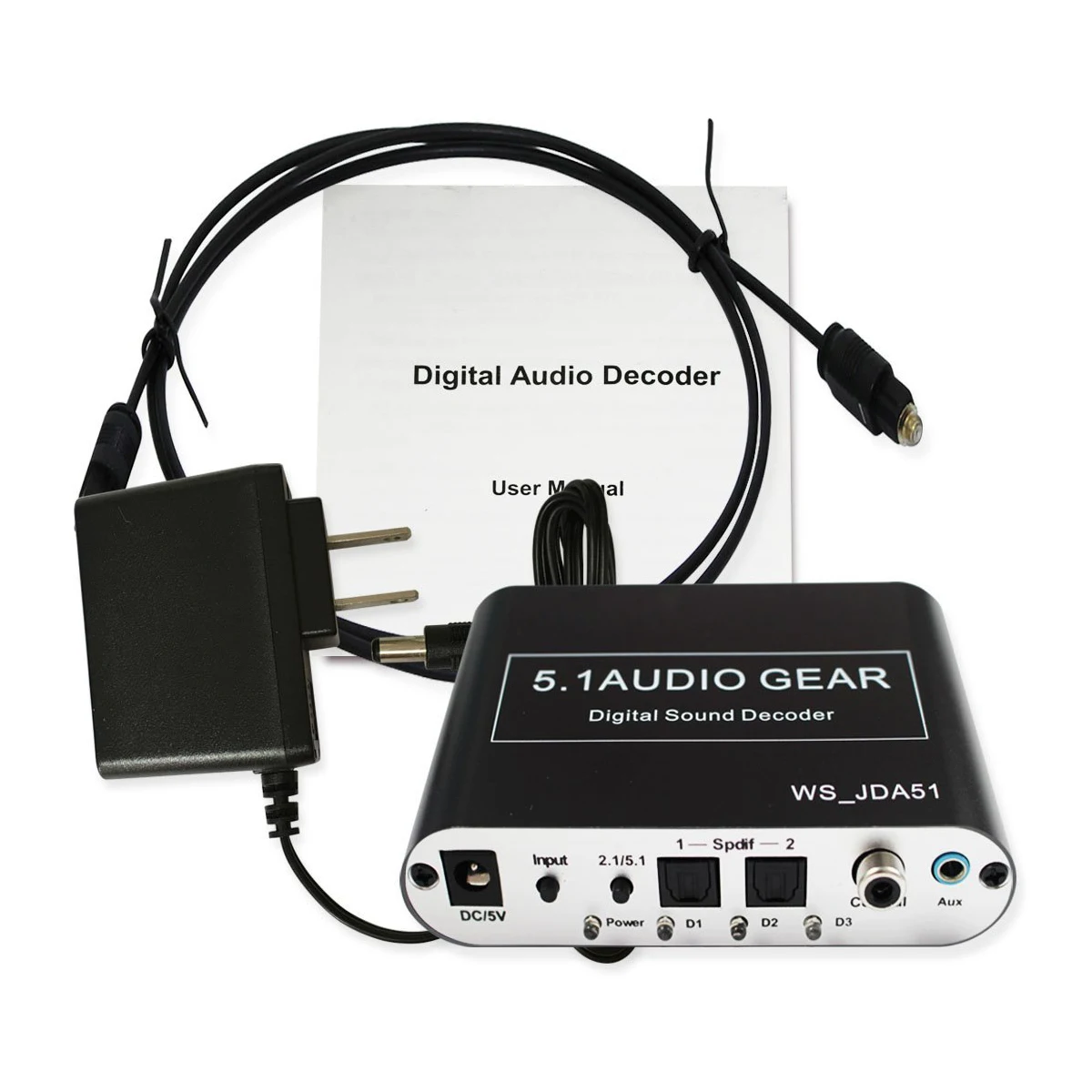 5.1 Audio Decoder Digital AC3 Optical to Stereo Surround Analog HD 2 SPDIF Ports HD Audio Rush for HD Players/DVD/XBOX360