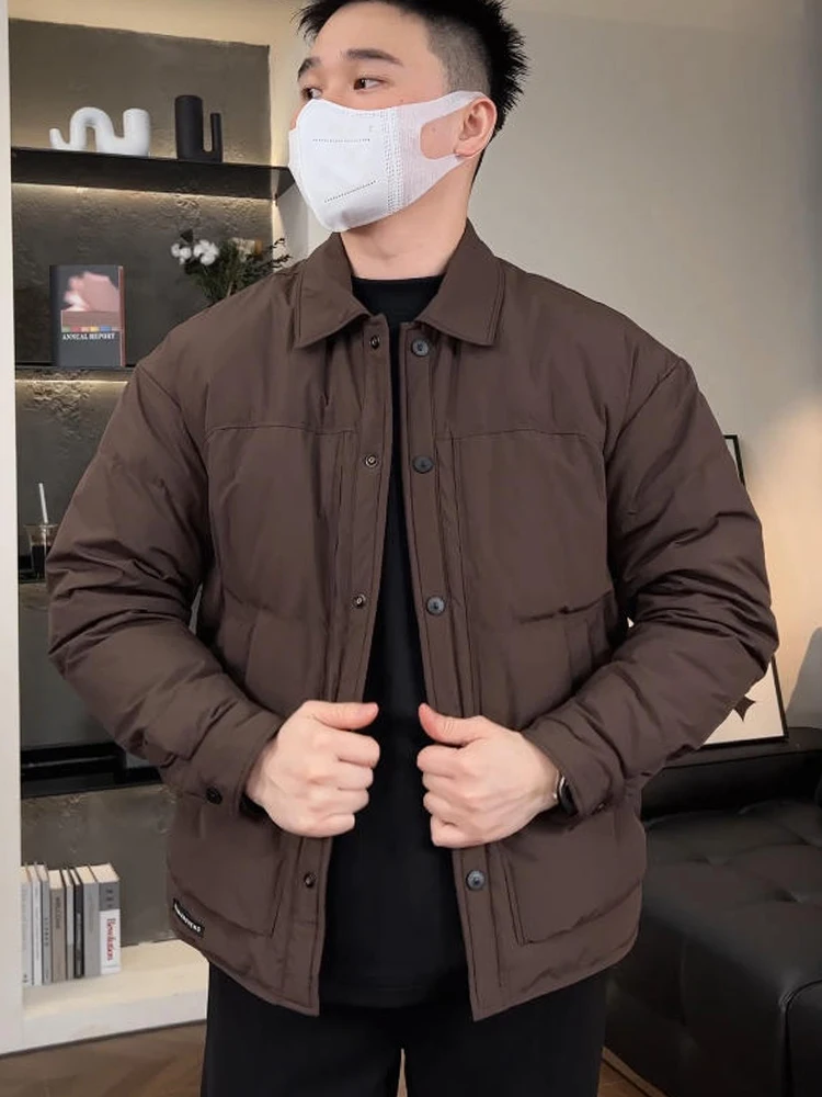 

Men's Casual 90 down Jaet Winter Faion Collar ort Coat Youthful White Du down Outerwear Polyester Fiber Long Sve