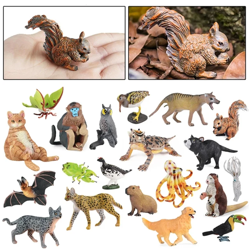 Montessori Marine Cognition Animal Capybara Cat Bats Elephant Lizard Model Kids Action Figures Collection Toys for Children Gift