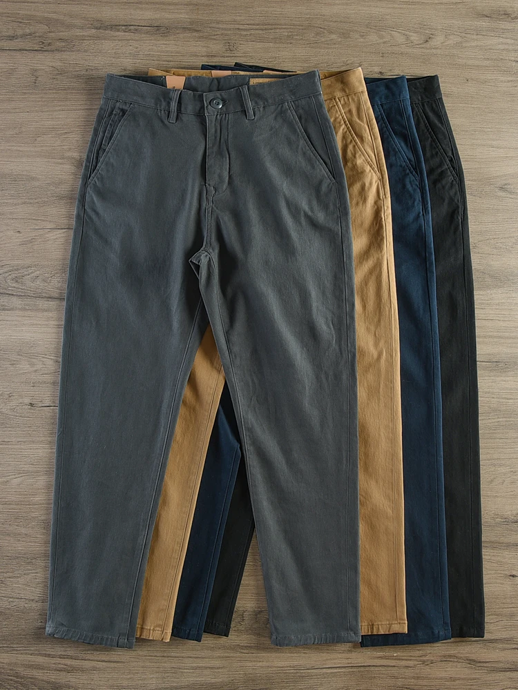 

2025 Autumn New American Retro Twill Comfortable Elastic Cargo Pants Men's Fashion Loose Multi-pocket Straight Casual Trousers
