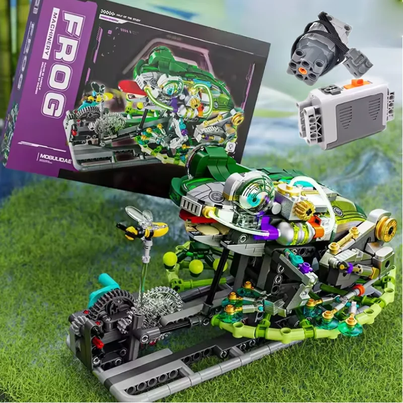 

Механический комплект строительных блоков в виде лягушки, 898 шт., прозрачные технологические кирпичи для сборки животных, модель STEM, детская развивающая игрушка