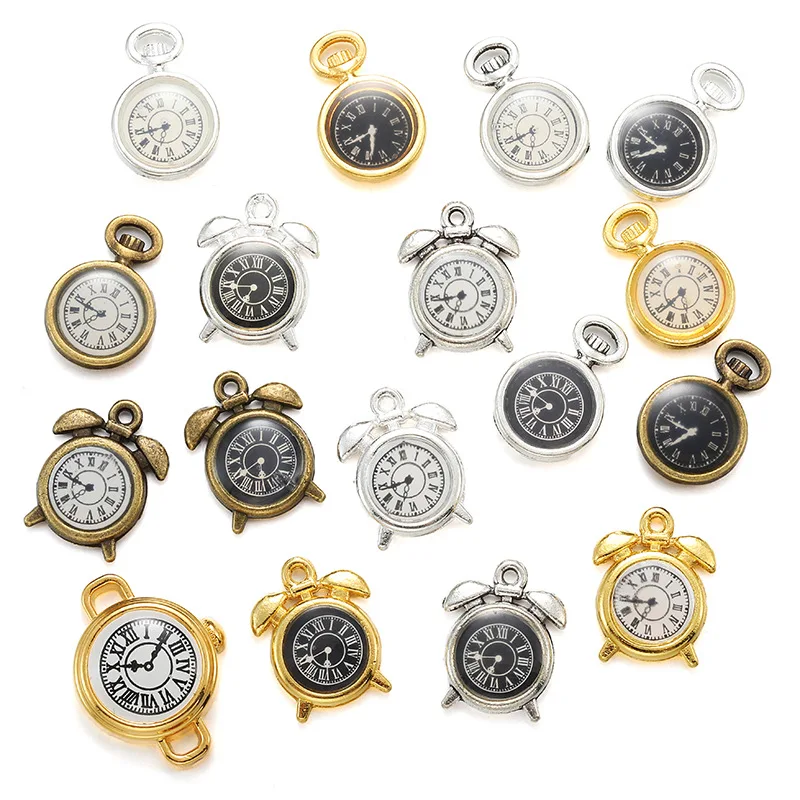 10pcs Alloy Mixed Color Preserving Clock Charms Pendant For Diy making Necklace Pendant Jewelry And Accessories
