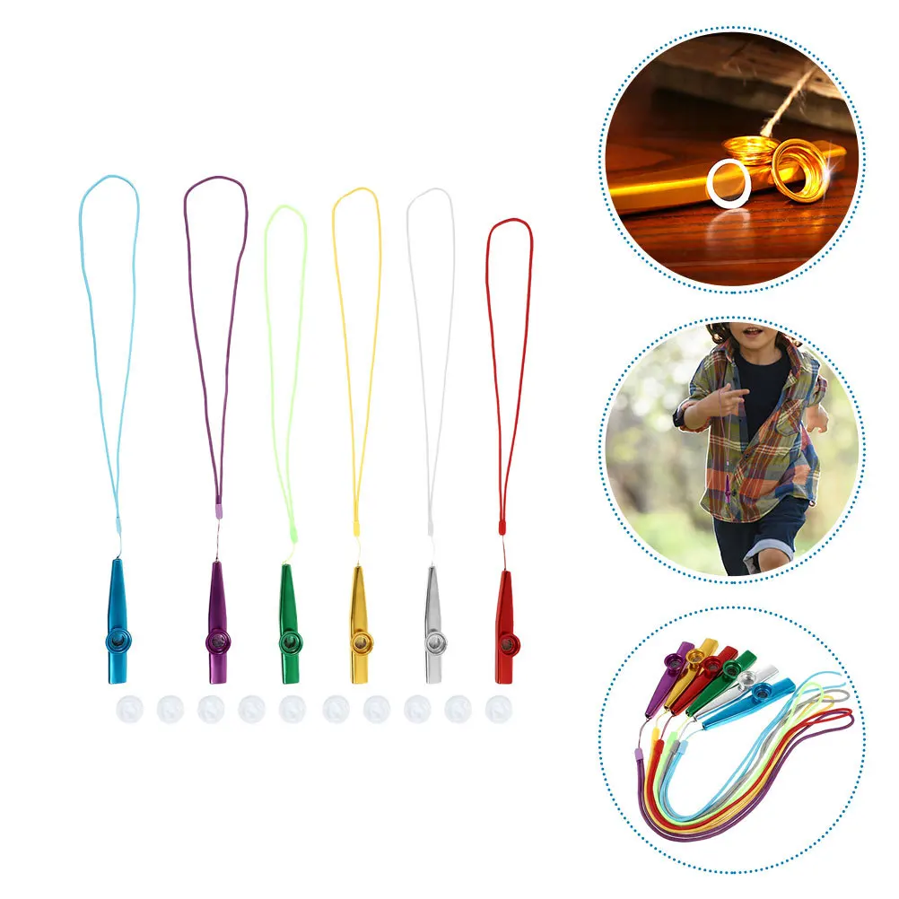 1 مجموعة كازو معدني مشرق اللون كازو لحبل الرقبة أغشية الناي الإضافية مرافقة الموسيقى شريك القيثارة