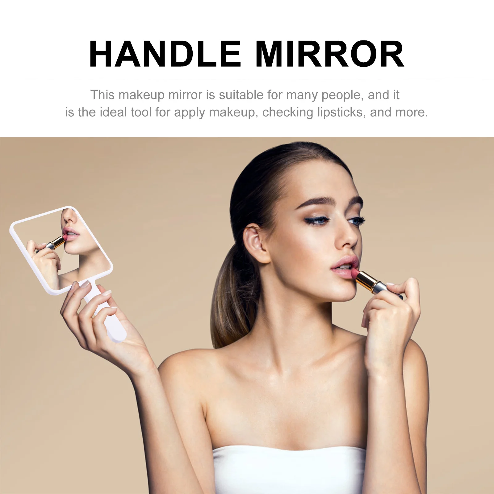 

Handheld Makeup Mirror Portable Clear Viewing Surface Comfortable Handle for Salon Barbers Mirror