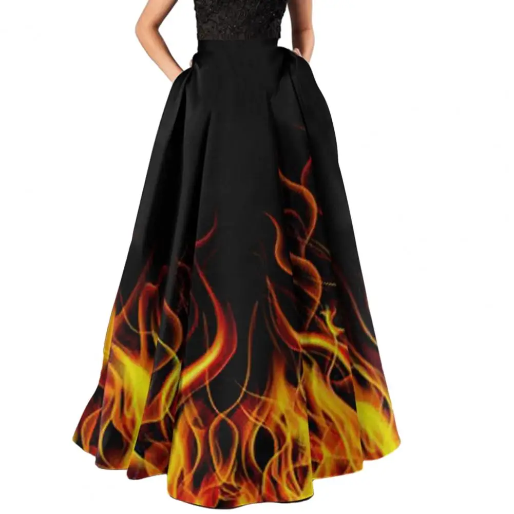 Damesrok Hoge Taille Bohemian A-Lijn Rok Grote Schommel Bloemenprint Rits Half-Opening Rok Losse Partij