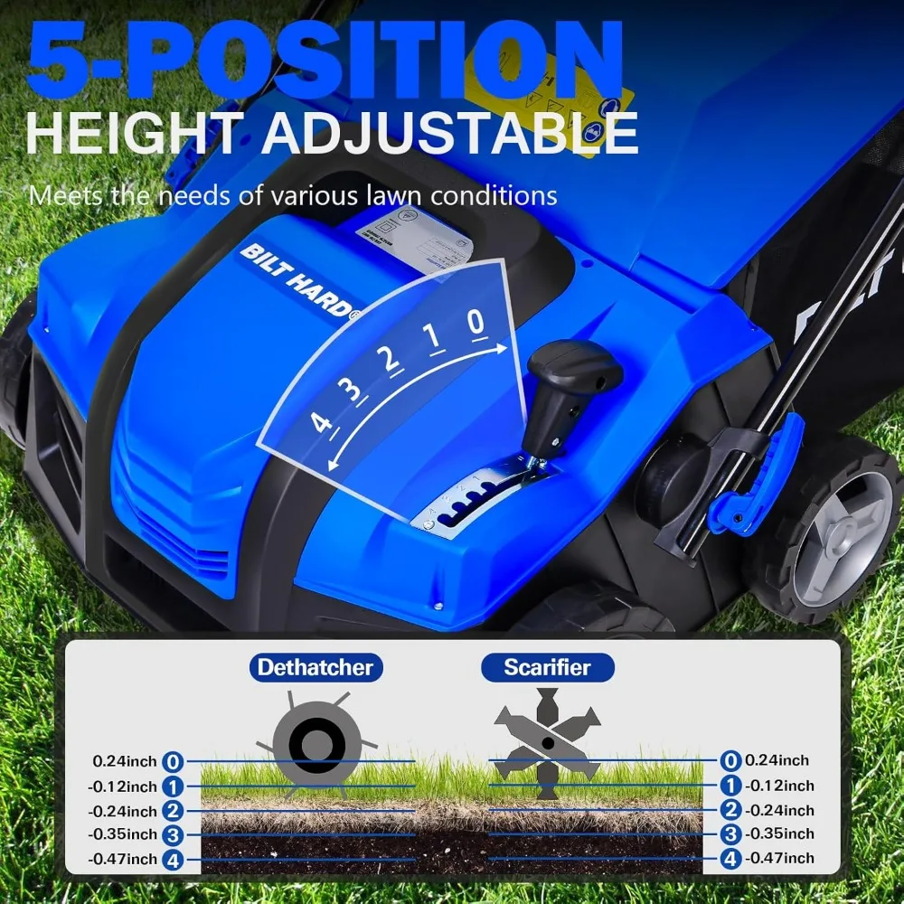 Elektrischer 16-Zoll-Verkleinerungs-Verkleinerer mit Kupfermotor mit 15 Ampere, Tiefenregelung in 5 Positionen, 14,5 Gallonen Stroh-Sammelbeutel